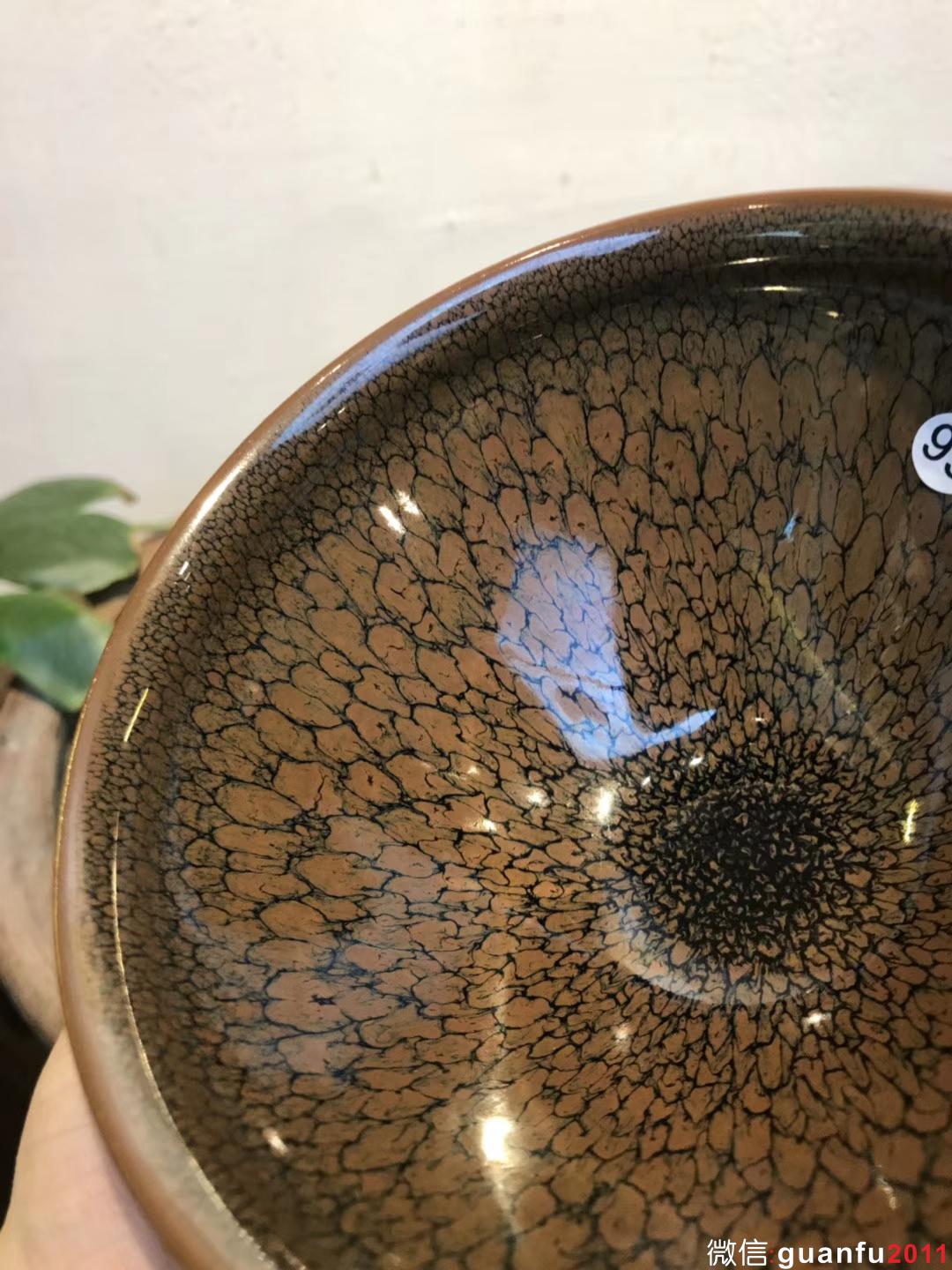 收藏級(jí) 陳大鵬老師 鷓鴣斑 大束口 口徑：13.5高：8 完美無暇，斑紋極美羽滿盞中