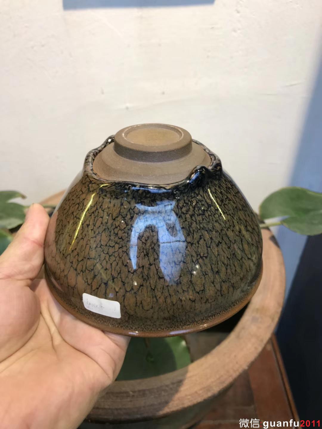 收藏級(jí) 陳大鵬老師 鷓鴣斑 大束口 口徑：13.5高：8 完美無暇，斑紋極美羽滿盞中