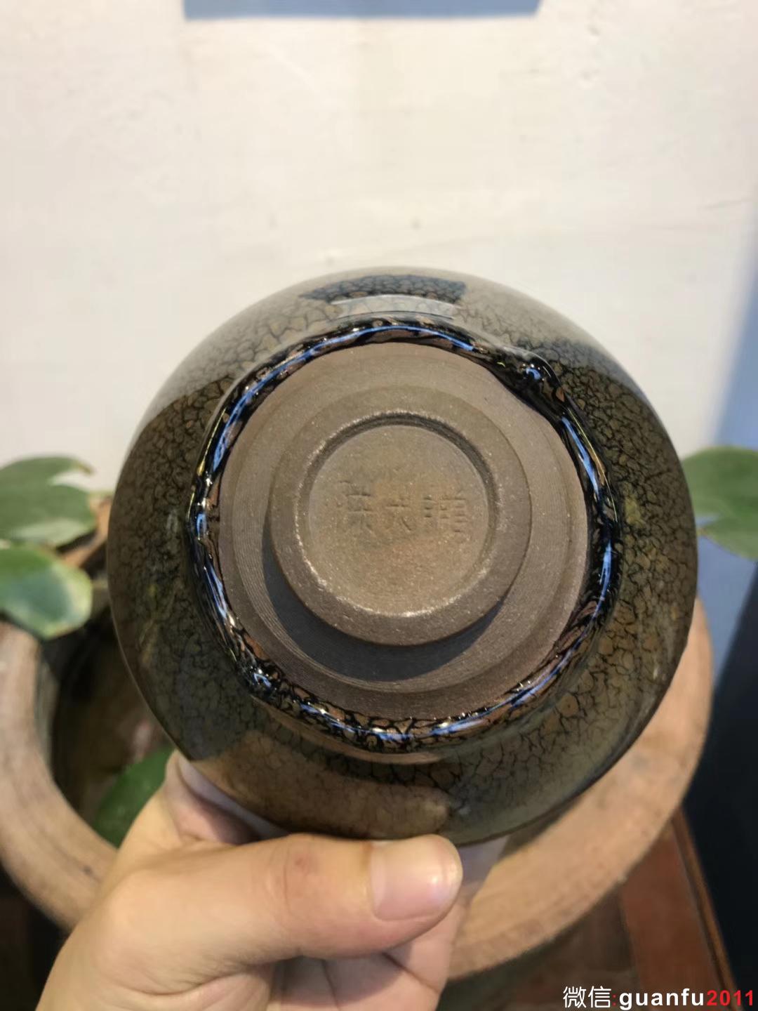 收藏級(jí) 陳大鵬老師 鷓鴣斑 大束口 口徑：13.5高：8 完美無暇，斑紋極美羽滿盞中