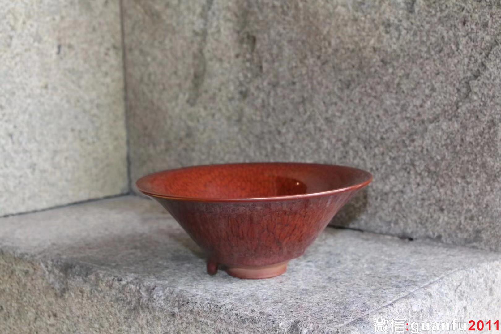 陳大鵬老師 早期印章款紅鷓鴣斑大斗笠 16口徑 收藏級精品