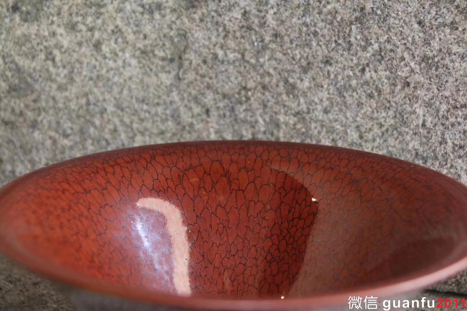 陳大鵬老師 早期印章款紅鷓鴣斑大斗笠 16口徑 收藏級精品