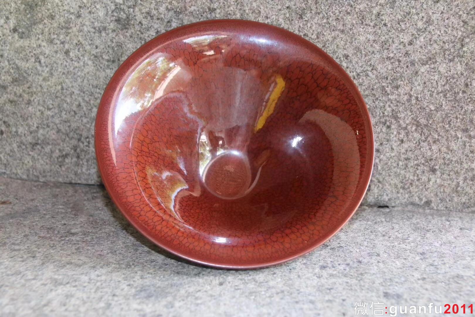 陳大鵬老師 早期印章款紅鷓鴣斑大斗笠 16口徑 收藏級精品