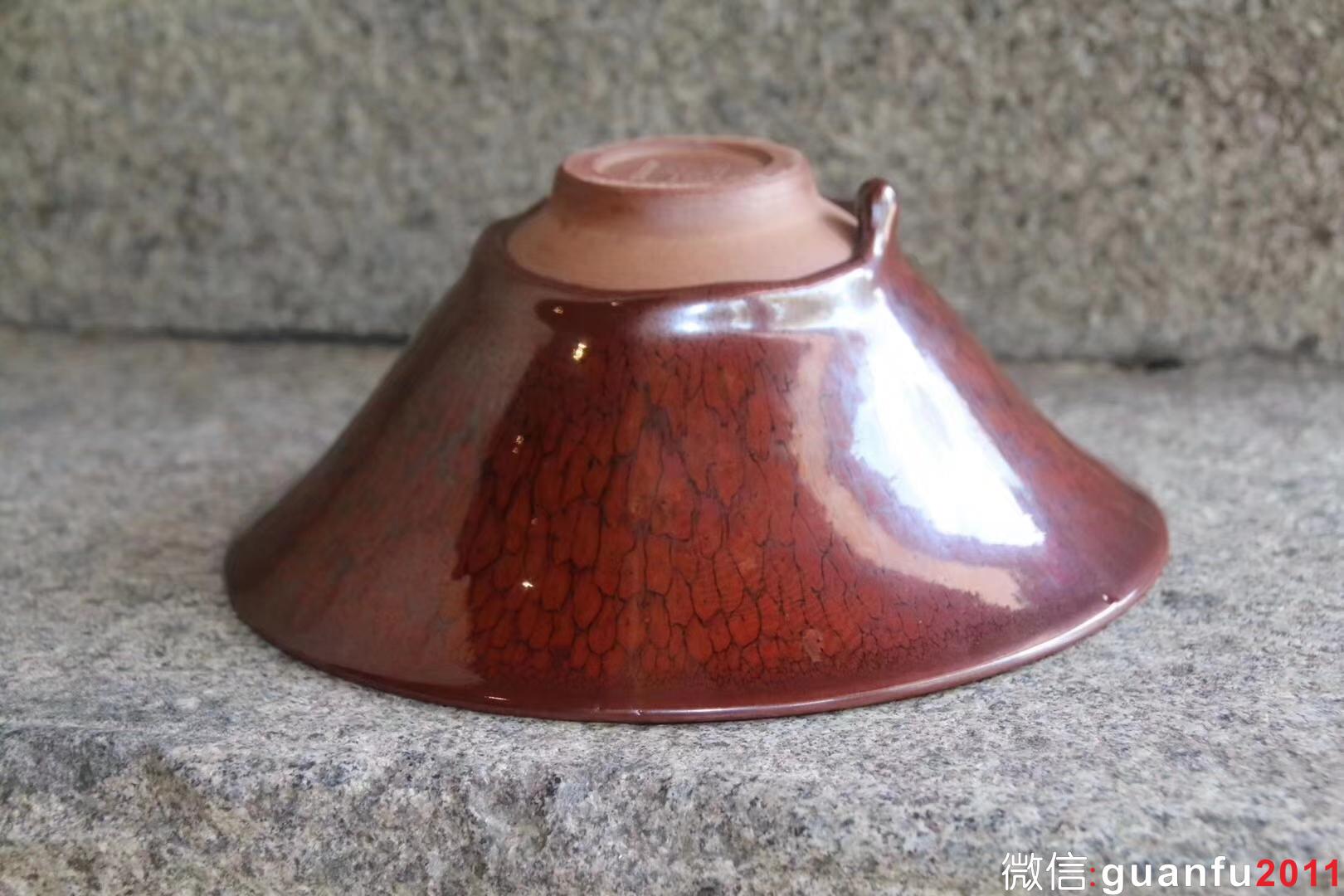 陳大鵬老師 早期印章款紅鷓鴣斑大斗笠 16口徑 收藏級精品