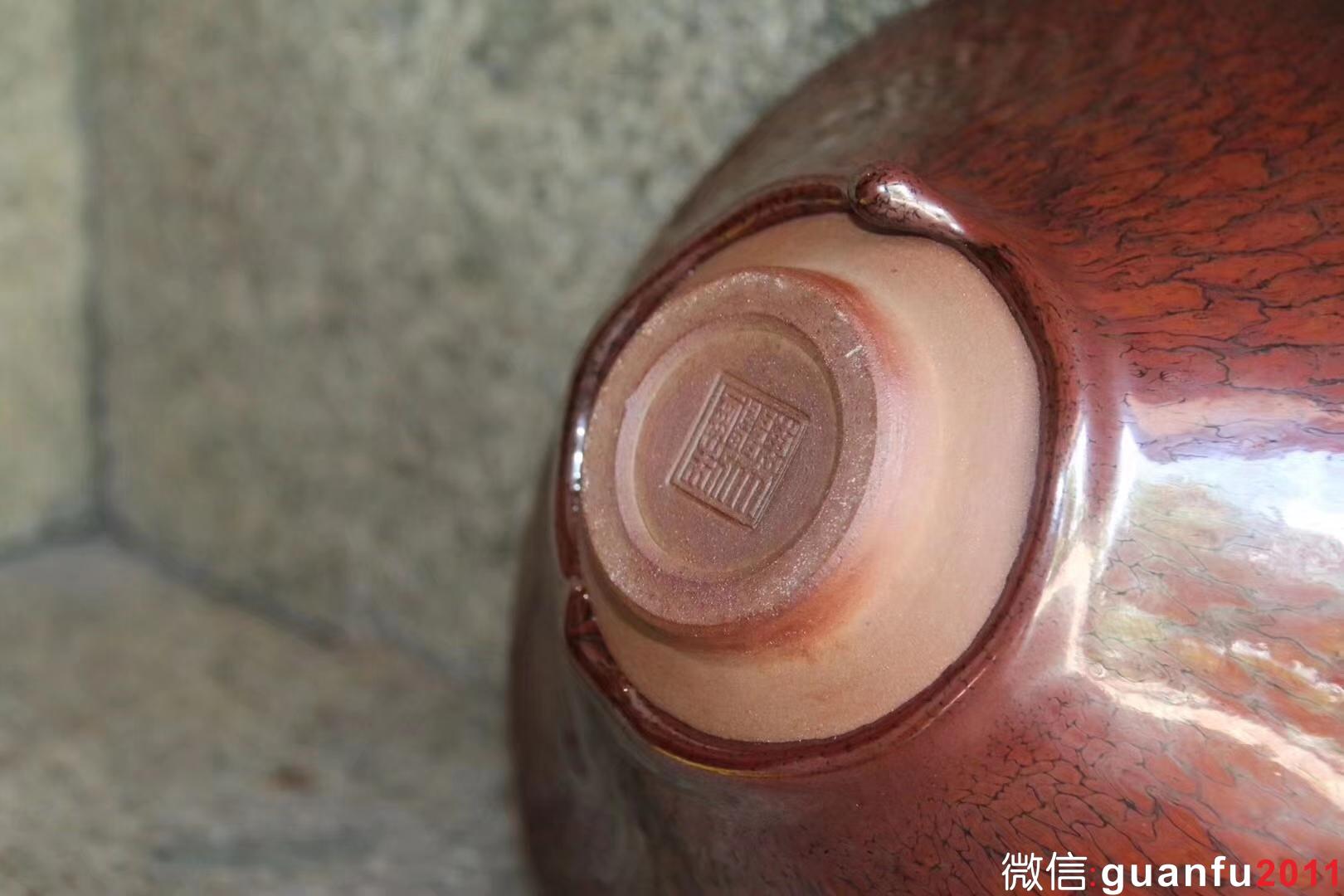 陳大鵬老師 早期印章款紅鷓鴣斑大斗笠 16口徑 收藏級精品