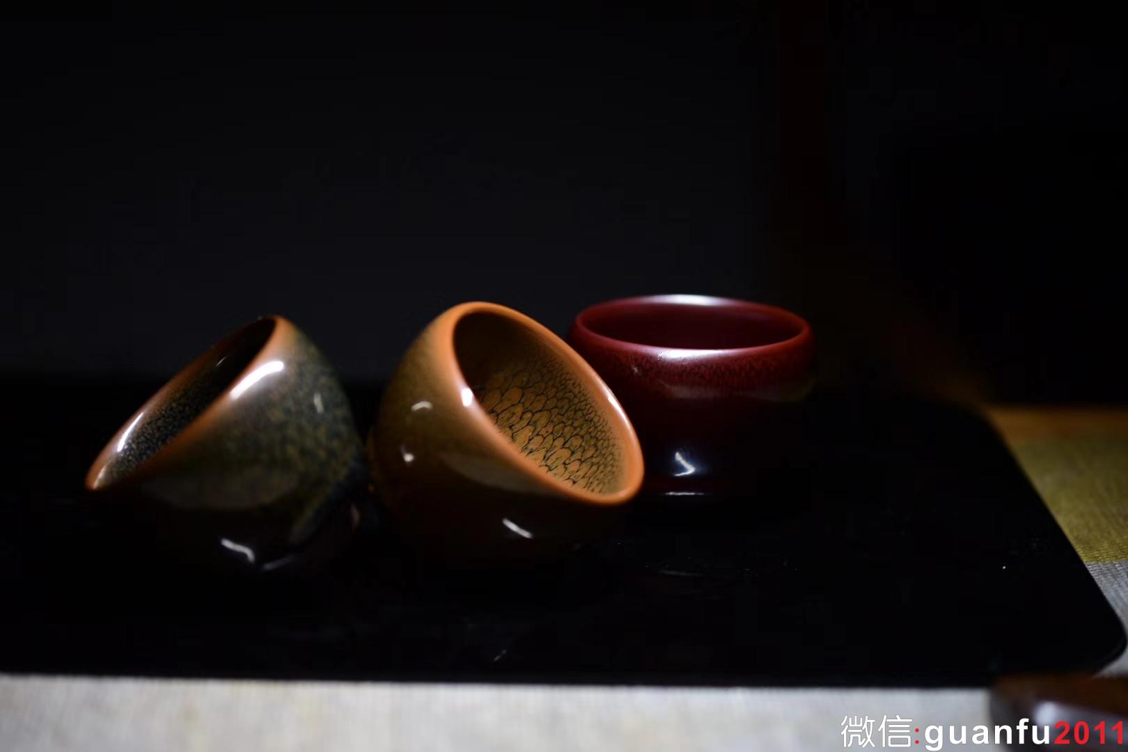 陳大鵬老師 紅鷓鴣斑.黃鷓鴣斑.綠鷓鴣斑 鵝蛋杯型口徑：7.6公分高5.8公分