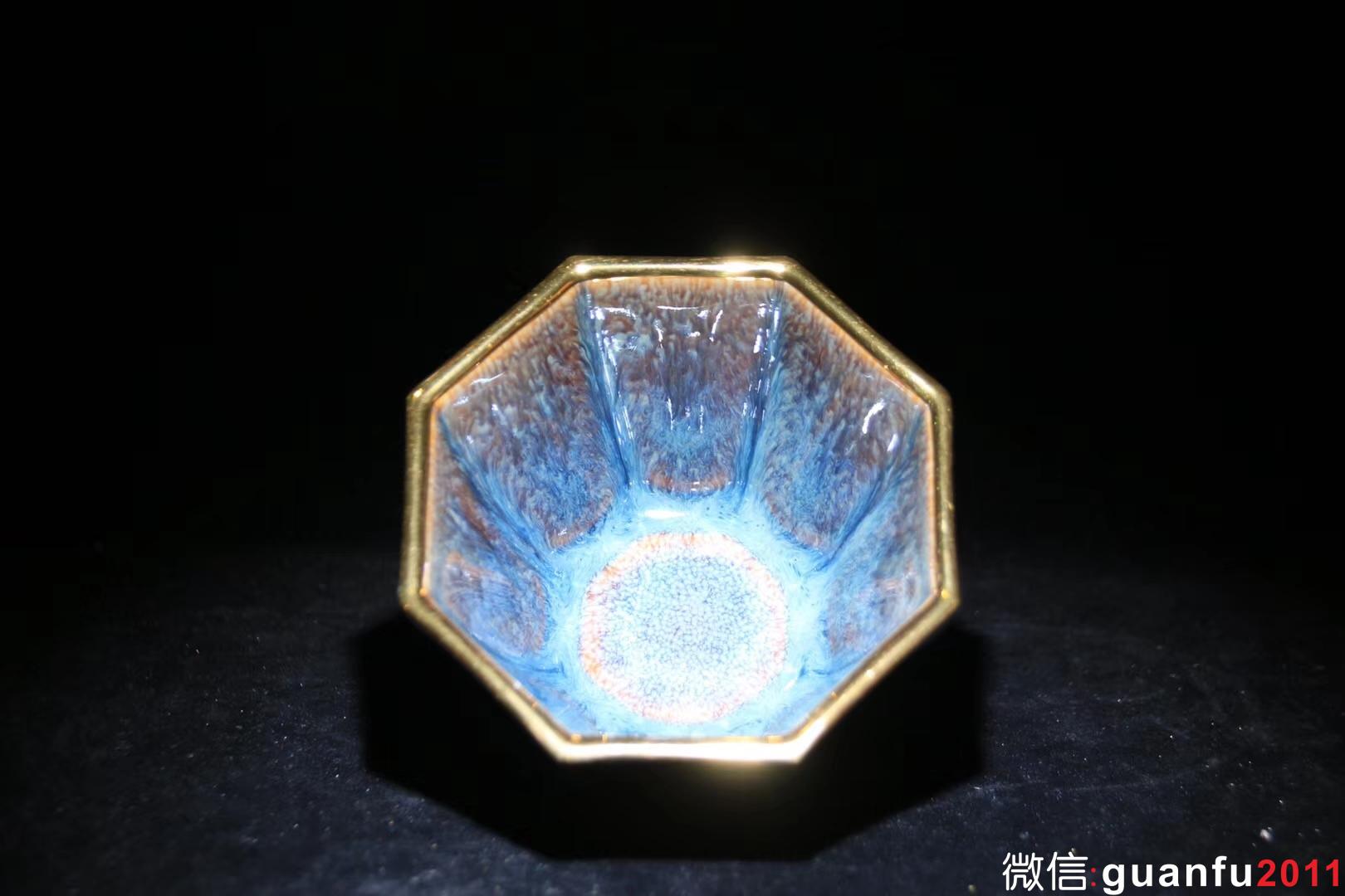 【八面玲瓏】星月盞 描金邊四戶八窗明,玲瓏逼上清. 范澤鋒制口徑:10.8公分高6公分