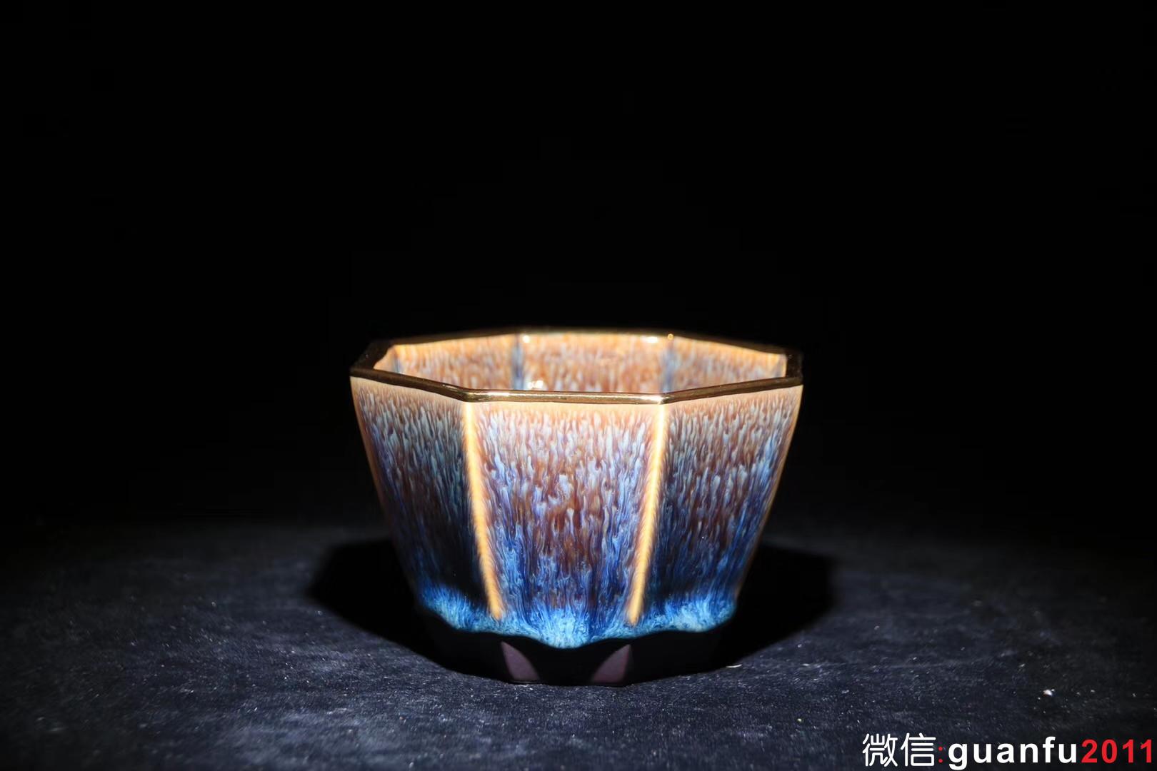 【八面玲瓏】星月盞 描金邊四戶八窗明,玲瓏逼上清. 范澤鋒制口徑:10.8公分高6公分