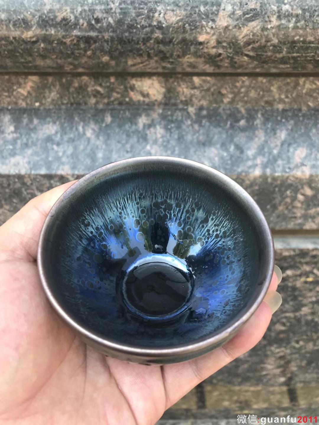 吳立主老師作品:窯變油滴、束口9公分，完美無瑕精品。