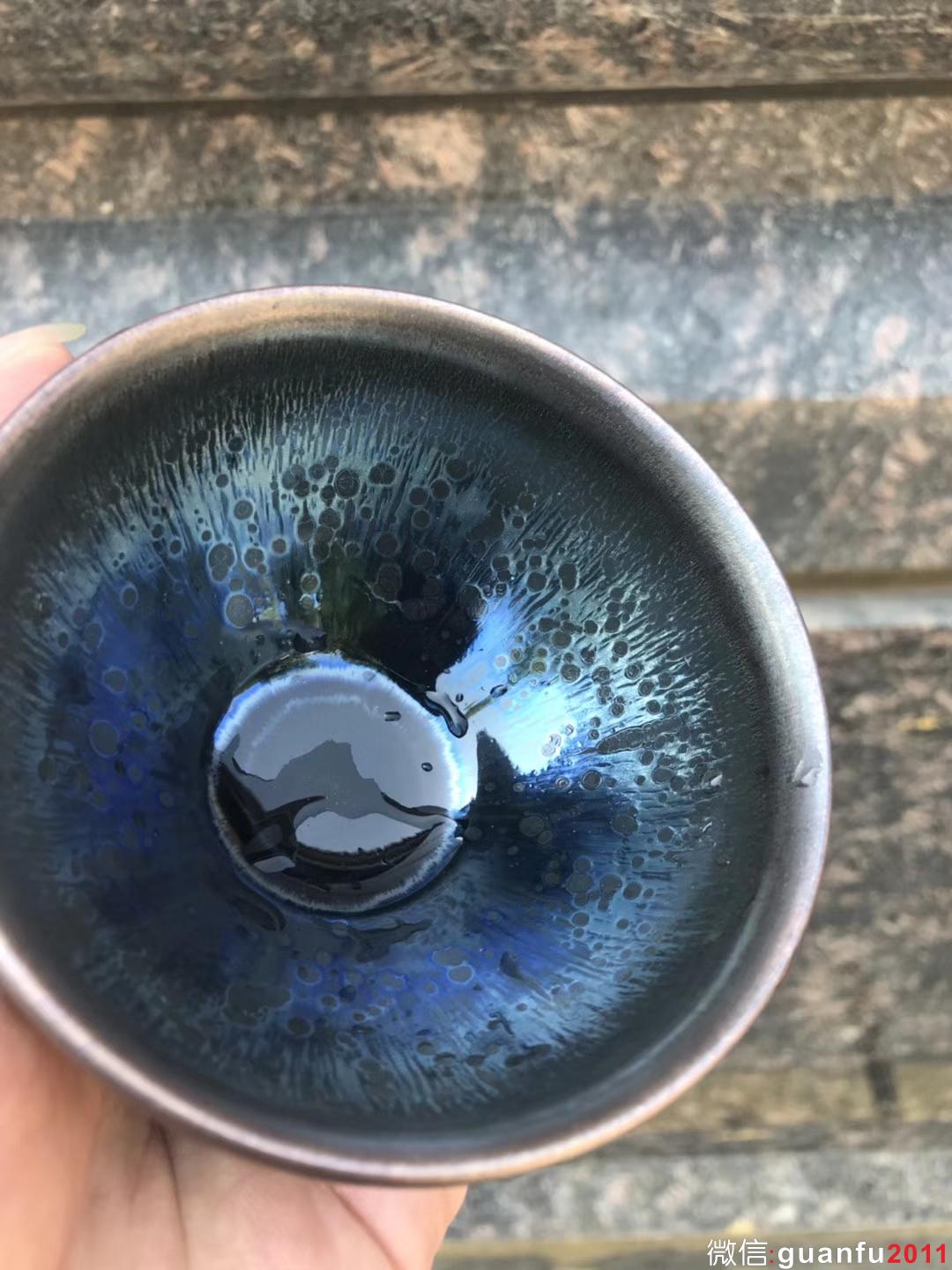 吳立主老師作品:窯變油滴、束口9公分，完美無瑕精品。