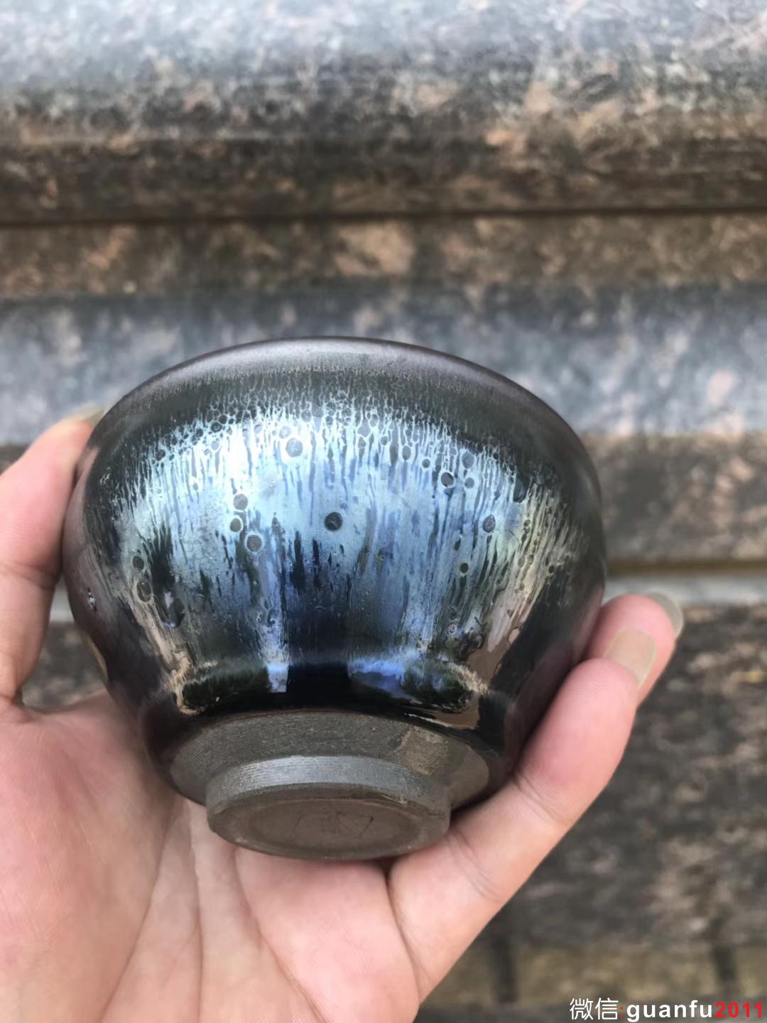 吳立主老師作品:窯變油滴、束口9公分，完美無瑕精品。