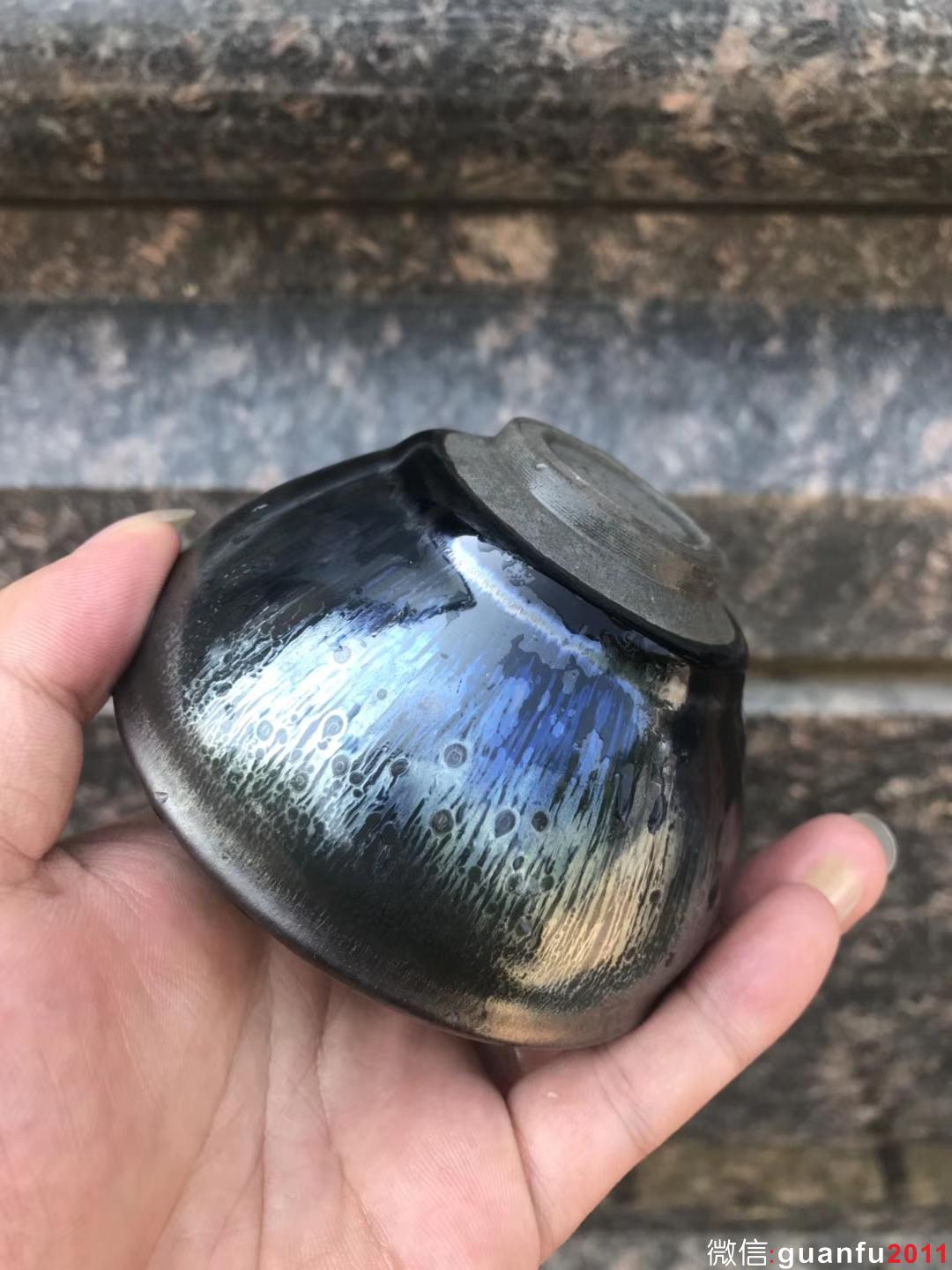 吳立主老師作品:窯變油滴、束口9公分，完美無瑕精品。