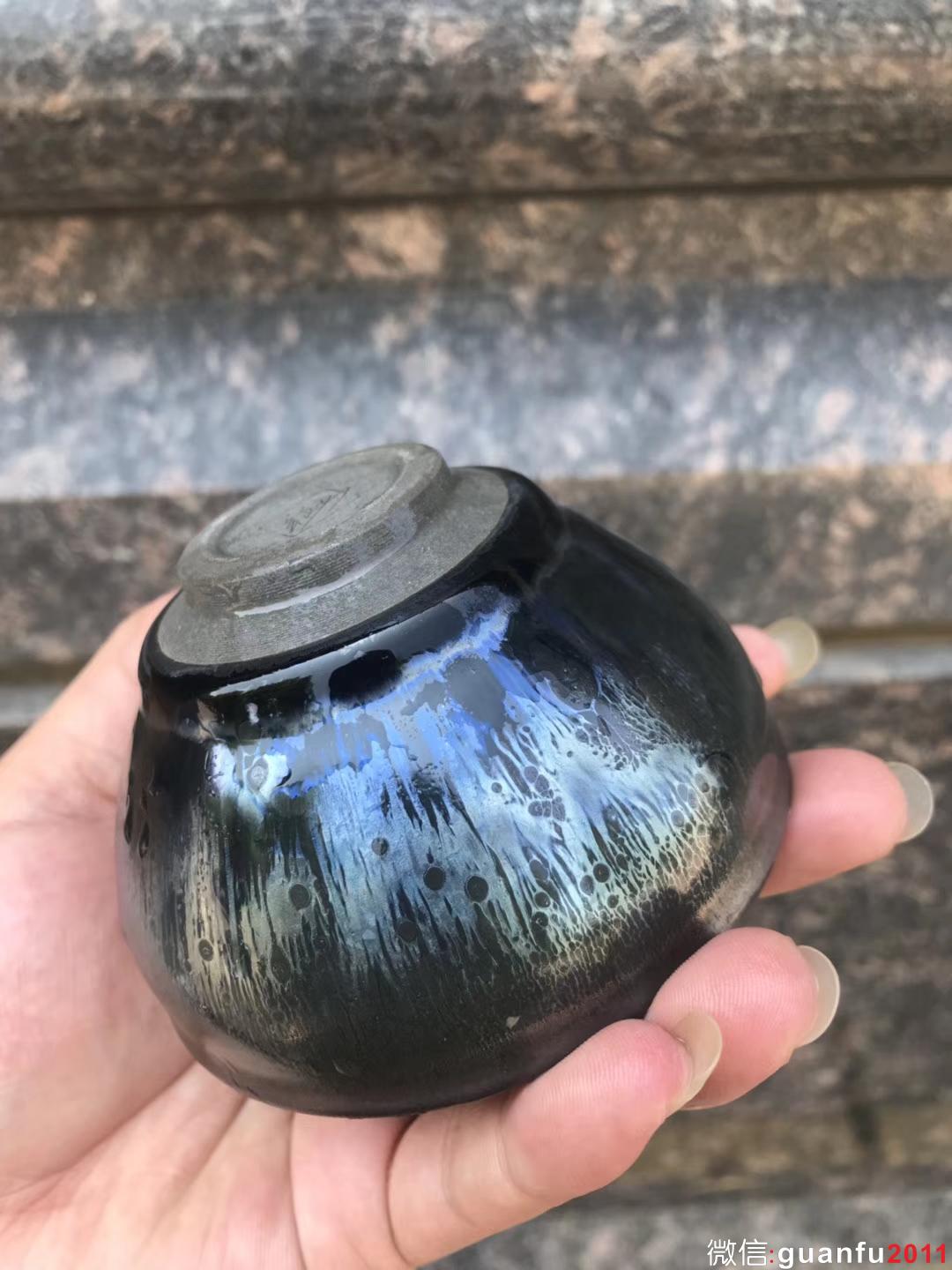 吳立主老師作品:窯變油滴、束口9公分，完美無瑕精品。