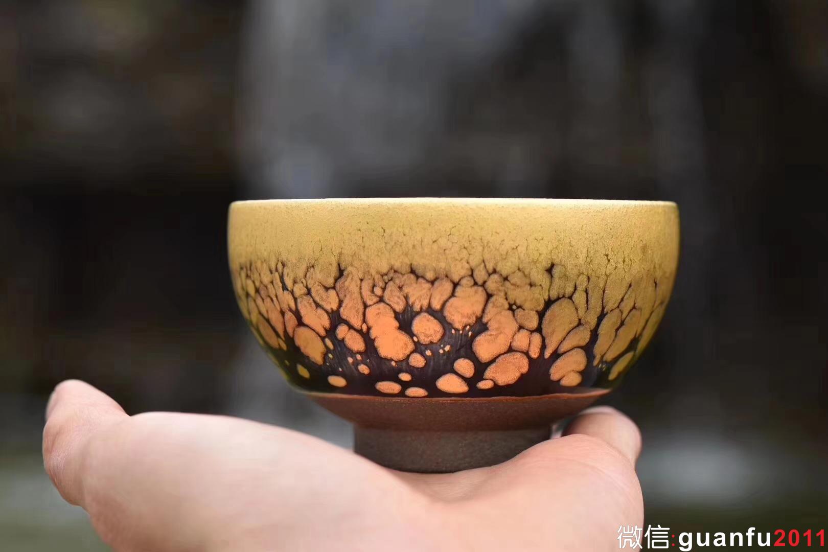 范澤鋒老師作品 ——新出爐【金油滴】 斂口 禪定 （柿圓） 口徑：8.8高5公分