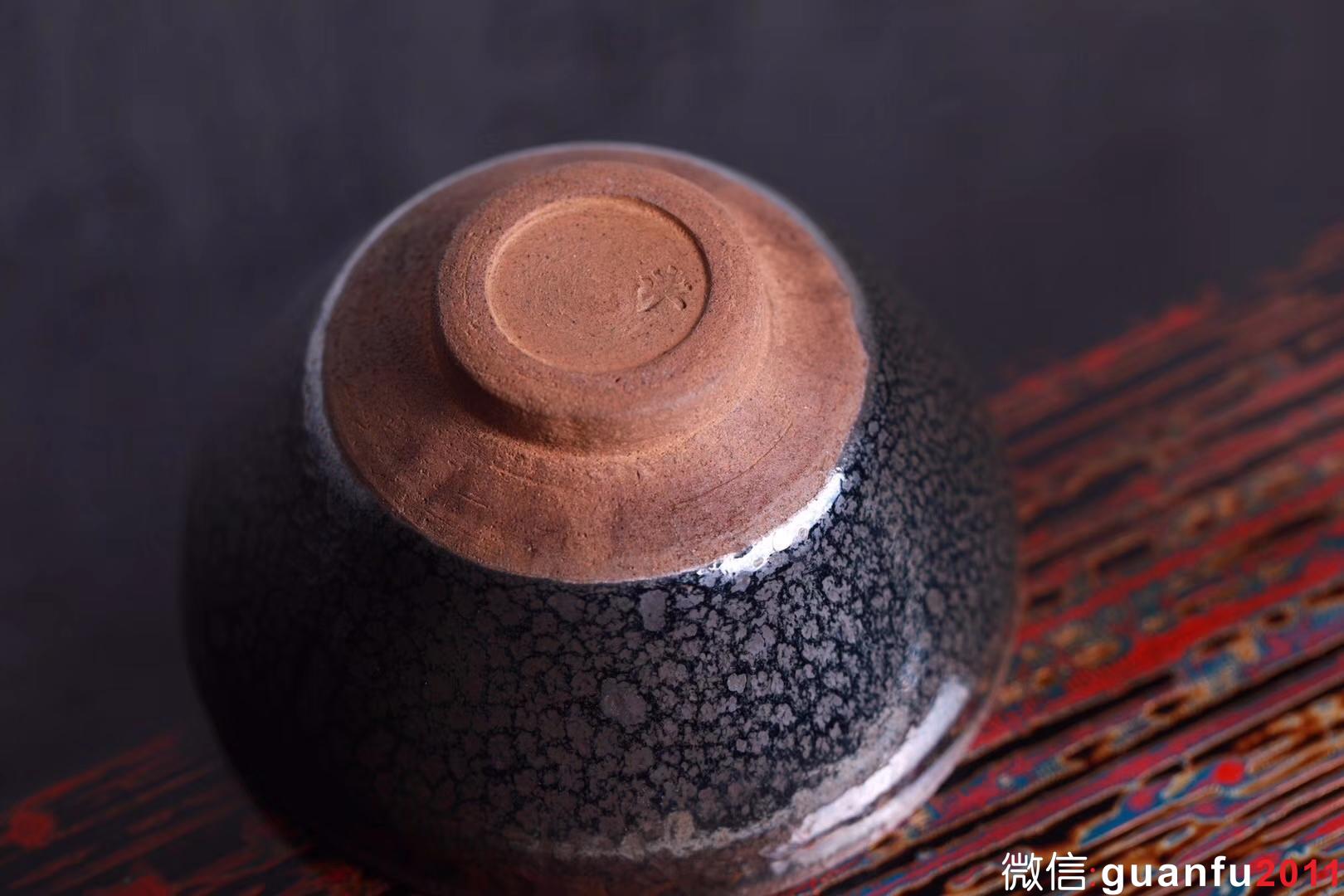 孫建興大師早期 精品油滴束口盞 “興”字款9.1口徑 完美無(wú)瑕珍藏級(jí)