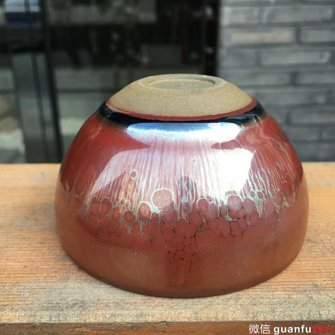 紅油滴曜斑～周岐青師傅作品 口徑8.5高5