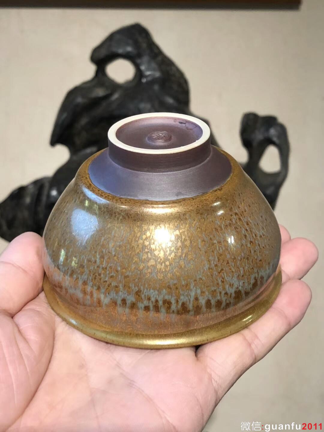 （金絲玉毫）范澤鋒老師 高級(jí)工藝美術(shù)師 金絲玉毫 瓷胎 口徑：9高：6 收藏級(jí) 天然胎土和釉礦石的完美結(jié)合