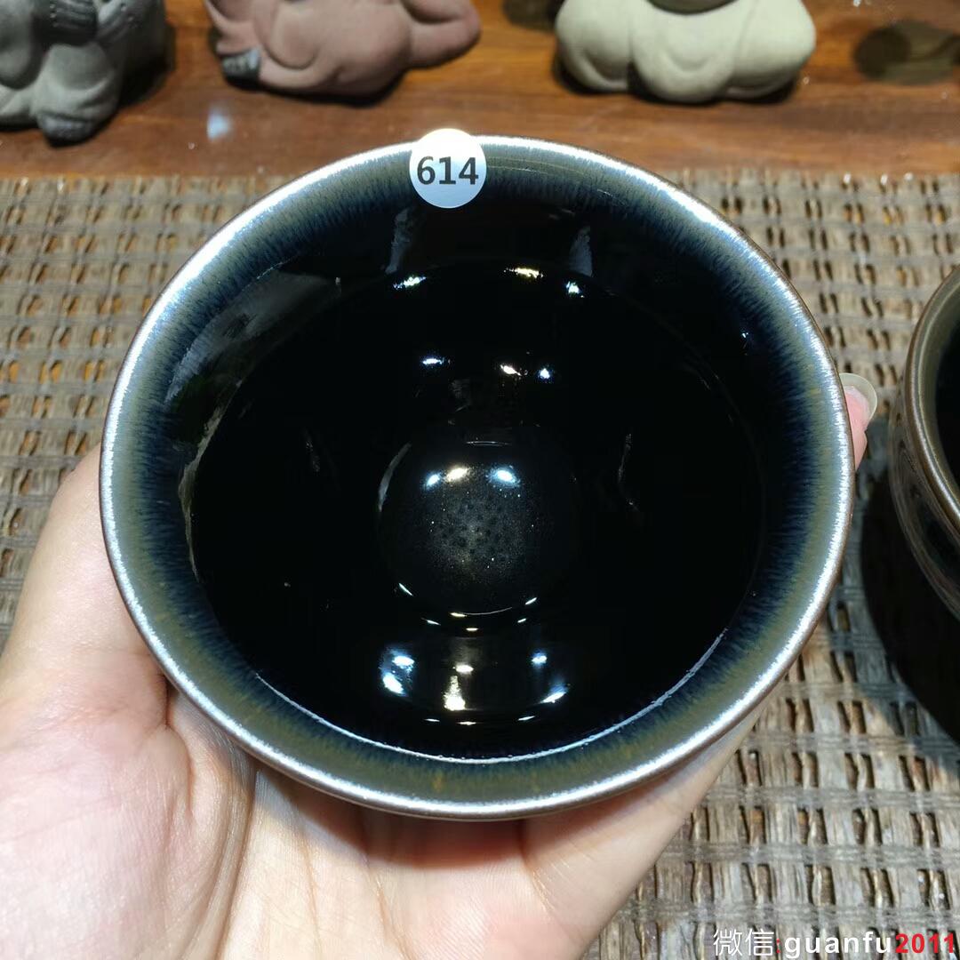 精品烏金釉 斗笠杯：口徑8.8*4.5 束口盞：口徑8.5*5.5  禪定杯：口徑8*4.5