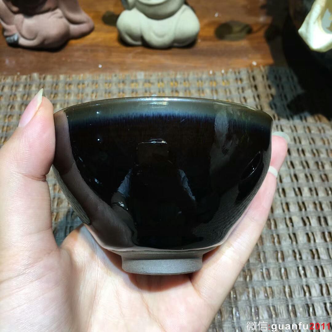 精品烏金釉 斗笠杯：口徑8.8*4.5 束口盞：口徑8.5*5.5  禪定杯：口徑8*4.5