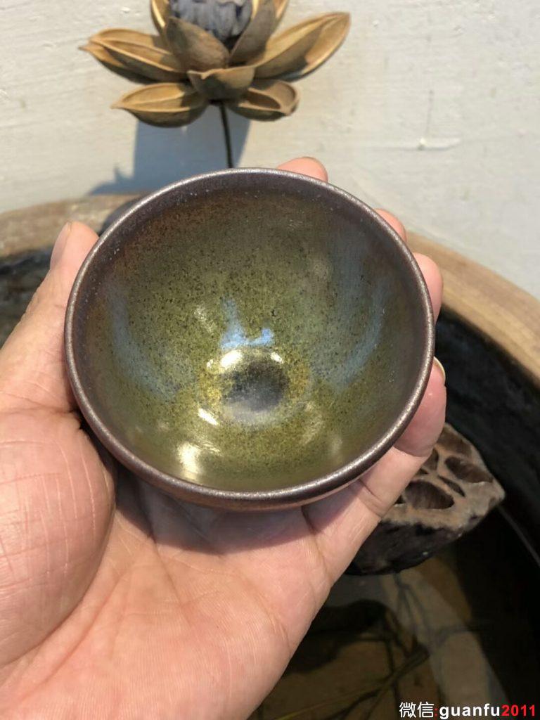 小平囗一對  （茶綠釉 金柿子紅）  柴燒  李遠(yuǎn)興老師