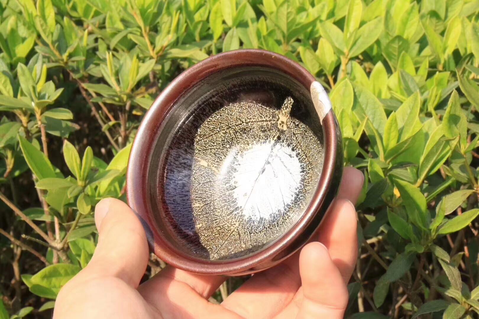 稀有之物 國家級(jí)非遺傳承人  孫建興老師早期作品  紅兔毫木葉盞  （特別注明出處 囗有包了一小塊銀葉子）優(yōu)惠走一個(gè)[玫瑰][玫瑰][玫瑰]