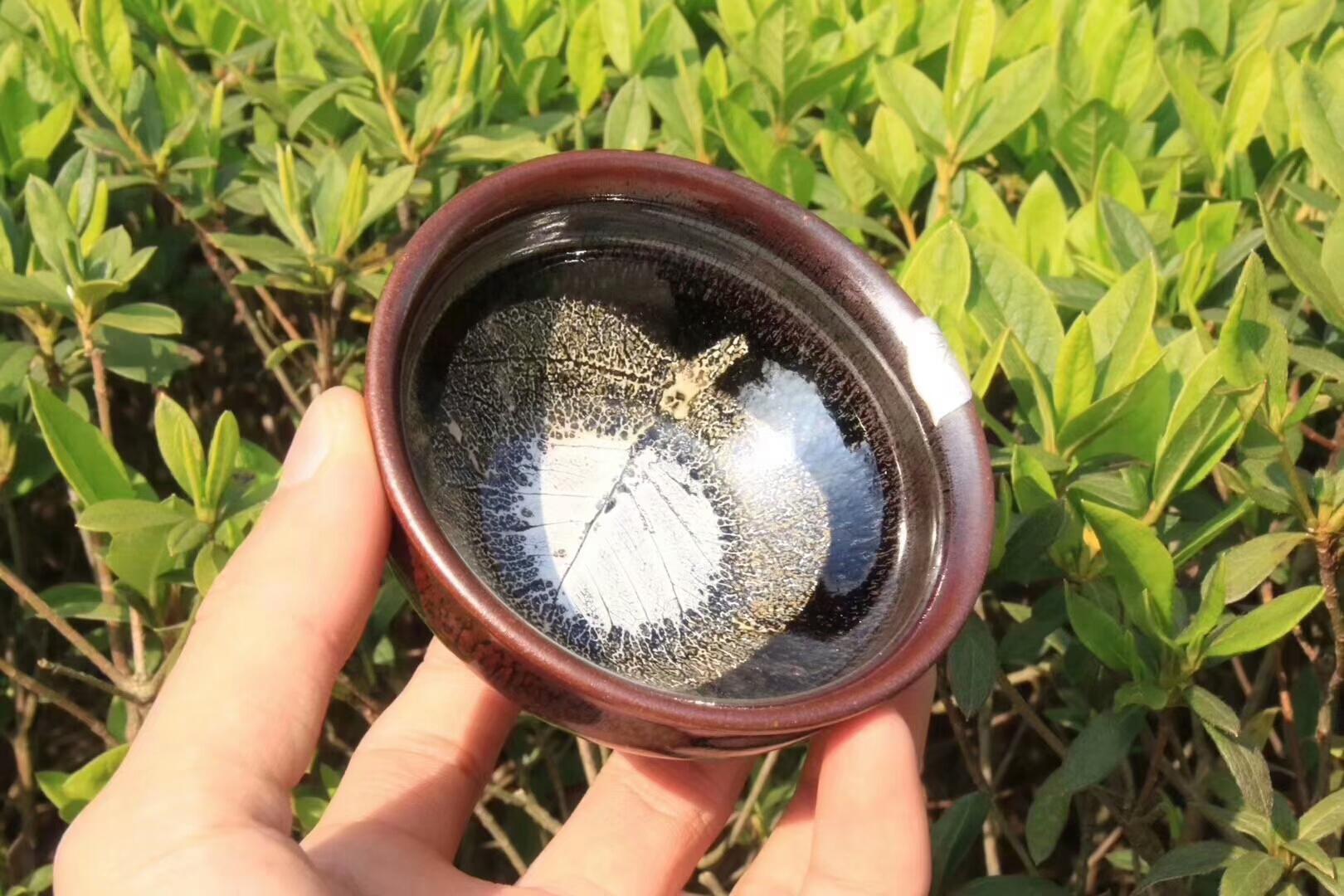 稀有之物 國家級(jí)非遺傳承人  孫建興老師早期作品  紅兔毫木葉盞  （特別注明出處 囗有包了一小塊銀葉子）優(yōu)惠走一個(gè)[玫瑰][玫瑰][玫瑰]