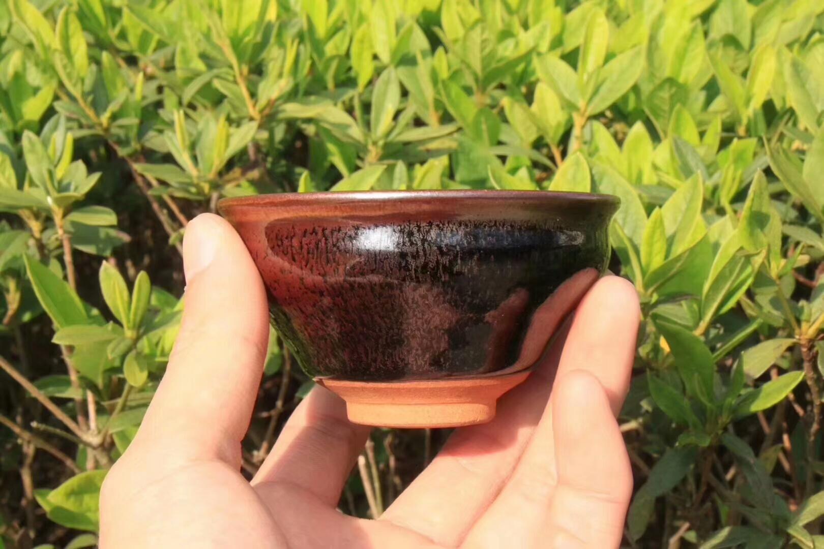 稀有之物 國家級(jí)非遺傳承人  孫建興老師早期作品  紅兔毫木葉盞  （特別注明出處 囗有包了一小塊銀葉子）優(yōu)惠走一個(gè)[玫瑰][玫瑰][玫瑰]