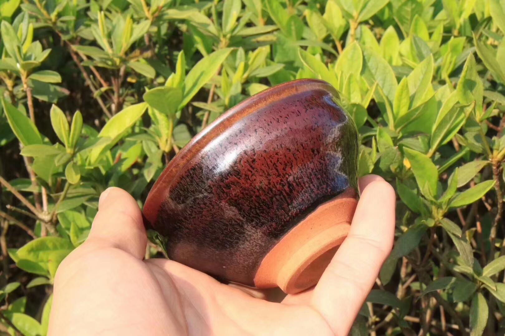 稀有之物 國家級(jí)非遺傳承人  孫建興老師早期作品  紅兔毫木葉盞  （特別注明出處 囗有包了一小塊銀葉子）優(yōu)惠走一個(gè)[玫瑰][玫瑰][玫瑰]