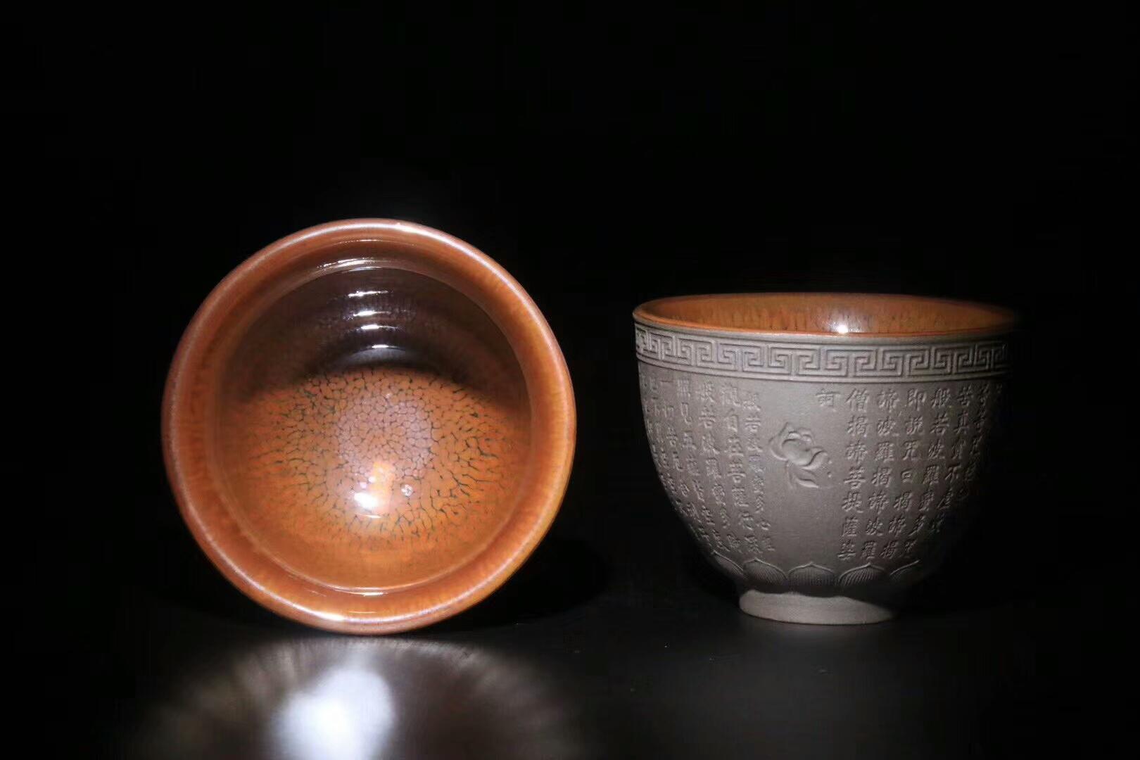 非遺傳承人  作者：張家華老師 作品：【佛光心經(jīng)】對杯  口徑：8cm*7.2cm 口徑：7.7cm*6cm