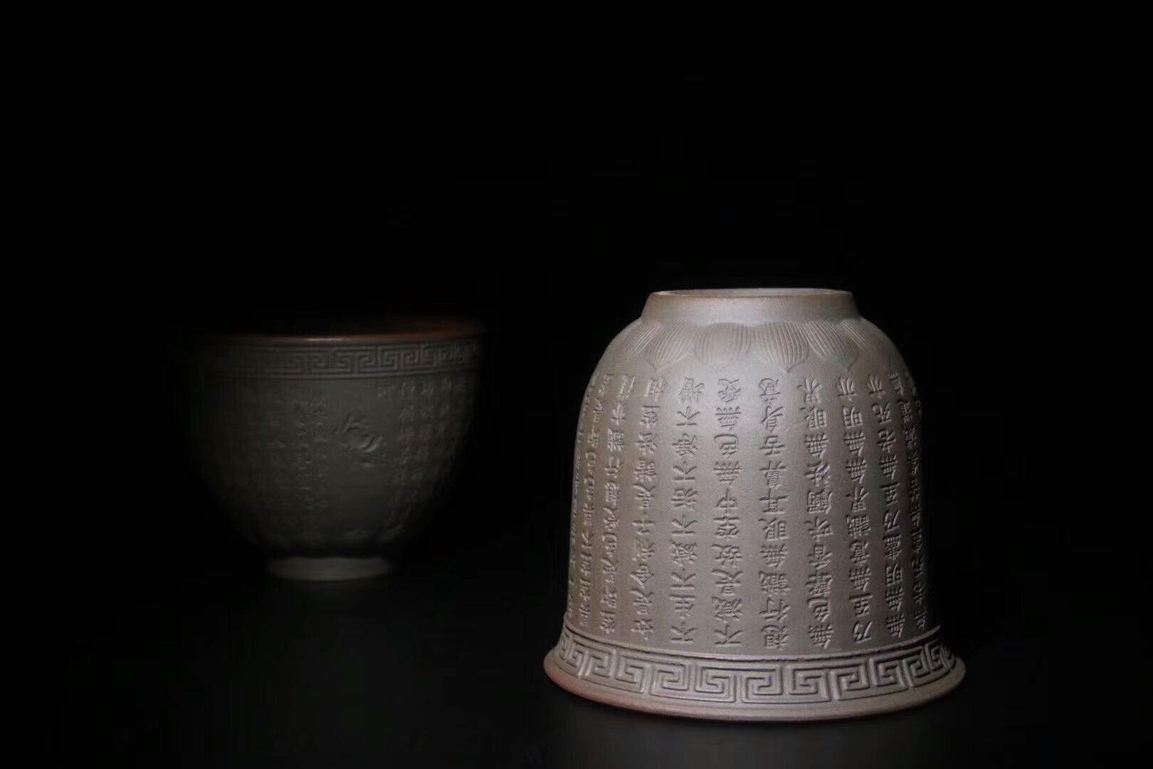 非遺傳承人  作者：張家華老師 作品：【佛光心經(jīng)】對杯  口徑：8cm*7.2cm 口徑：7.7cm*6cm