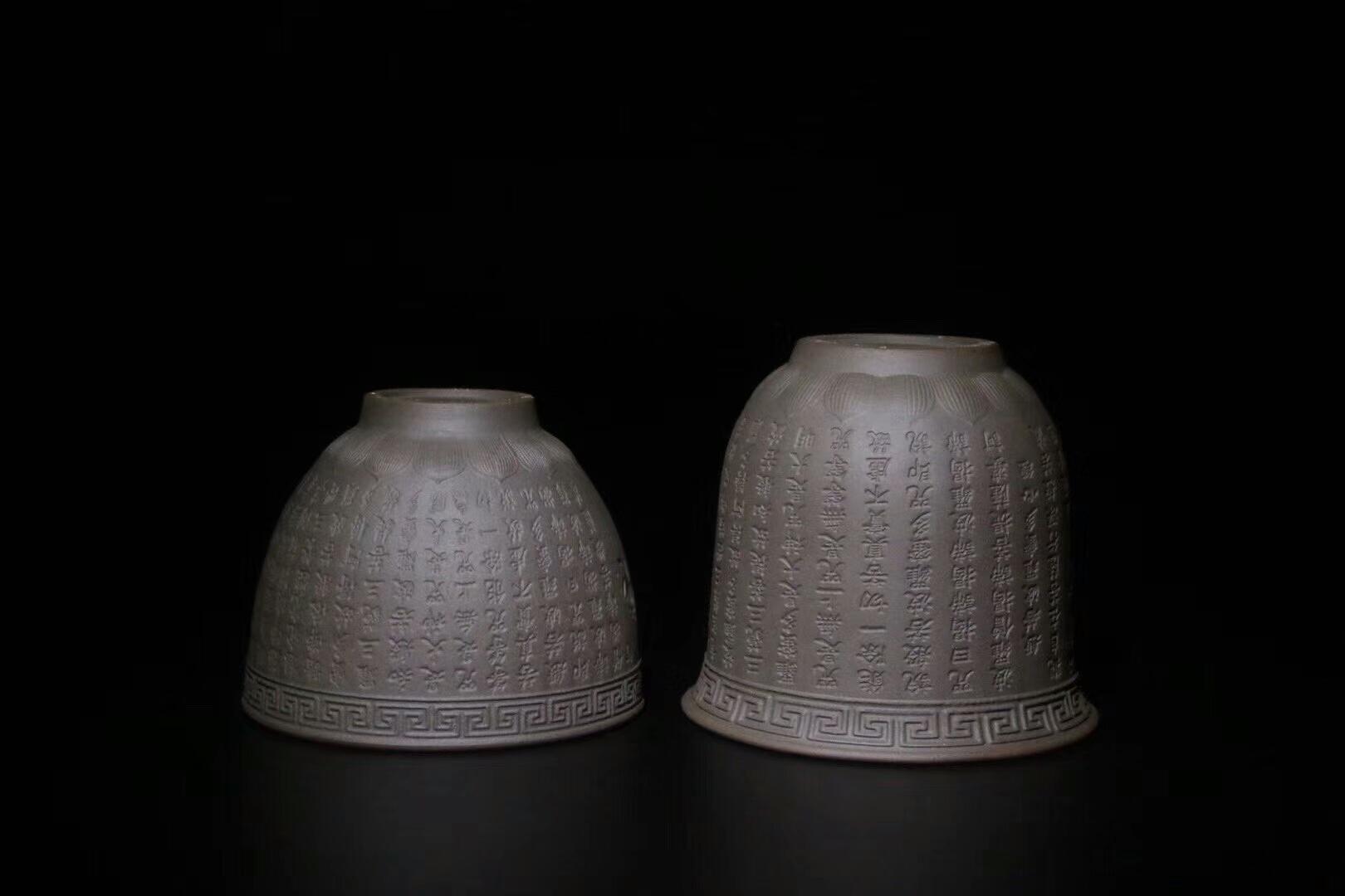 非遺傳承人  作者：張家華老師 作品：【佛光心經(jīng)】對杯  口徑：8cm*7.2cm 口徑：7.7cm*6cm