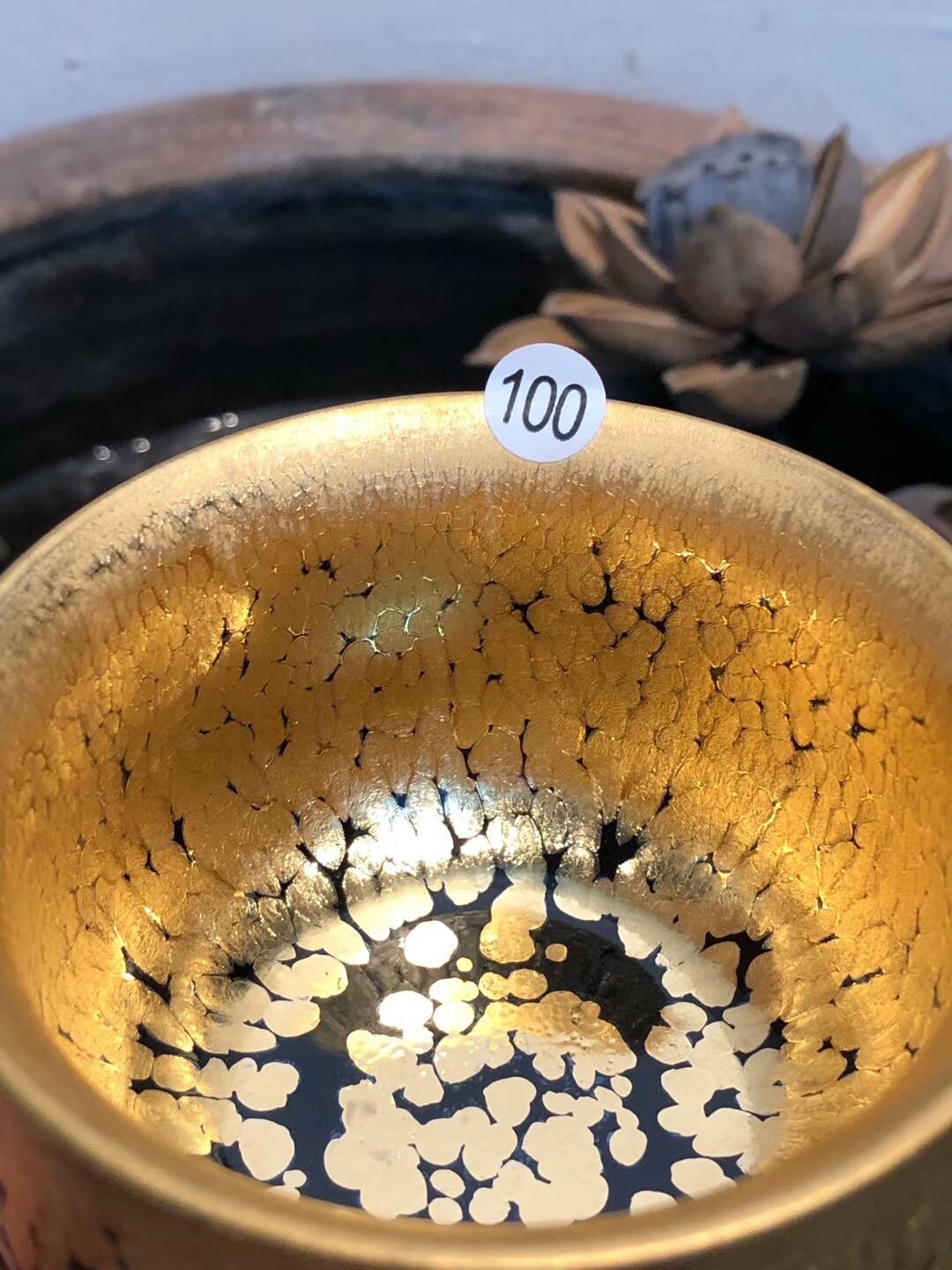 李盞工坊  李昌海老師  手握 金油滴 足金 茶盞