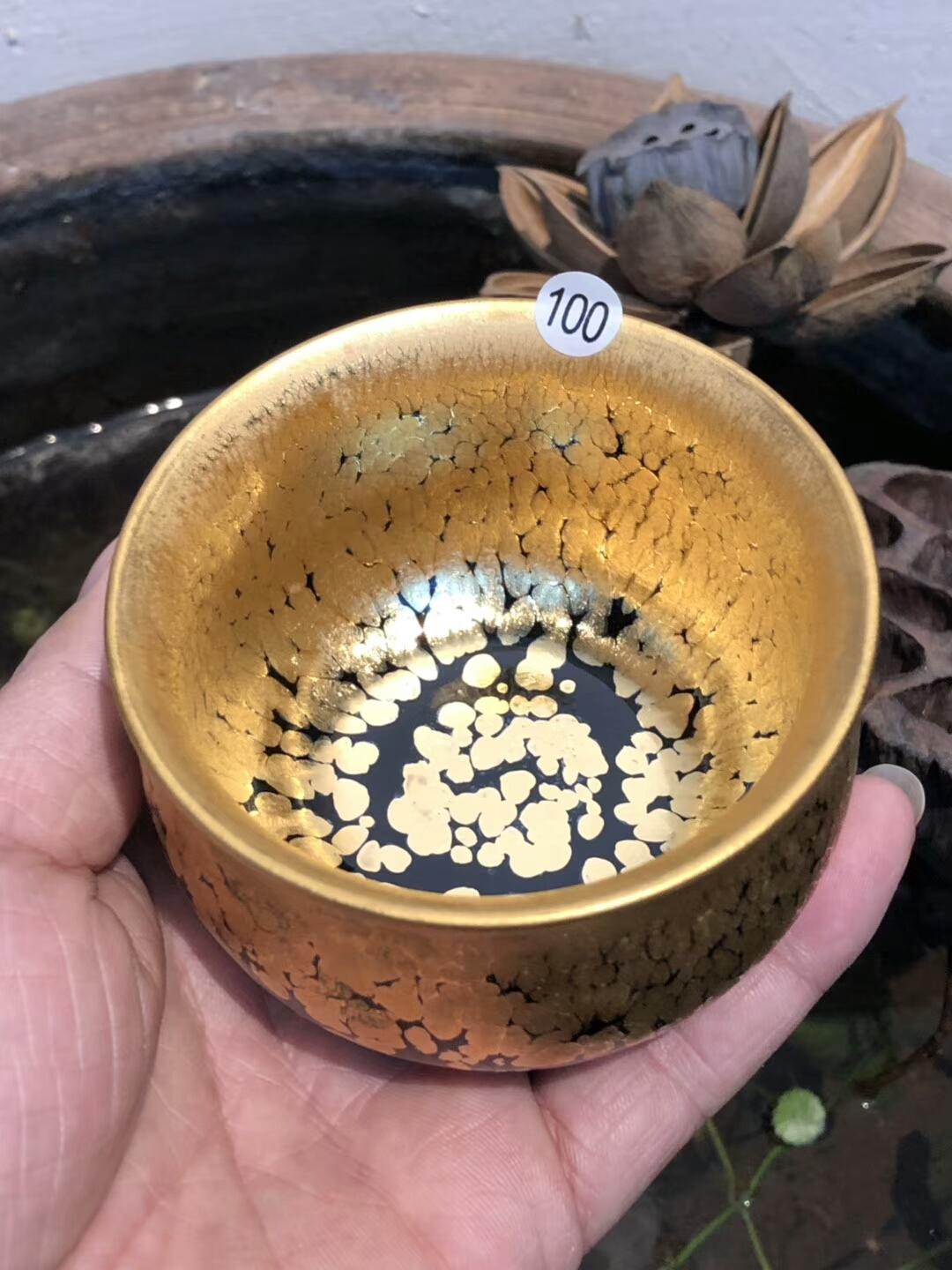 李盞工坊  李昌海老師  手握 金油滴 足金 茶盞