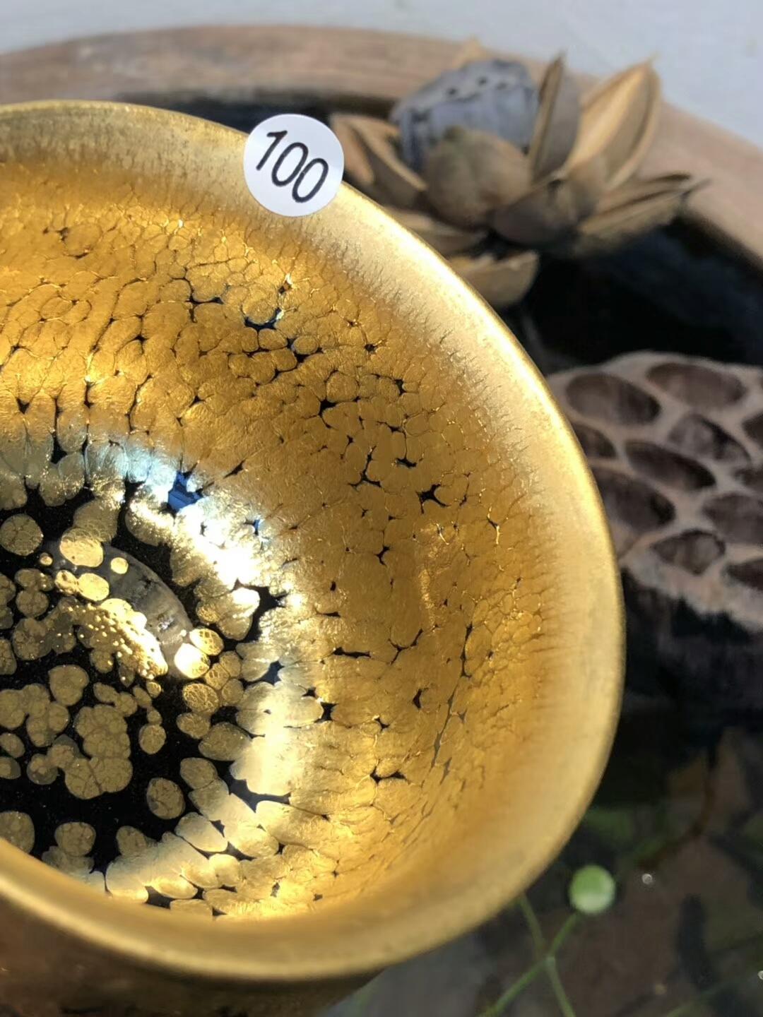 李盞工坊  李昌海老師  手握 金油滴 足金 茶盞