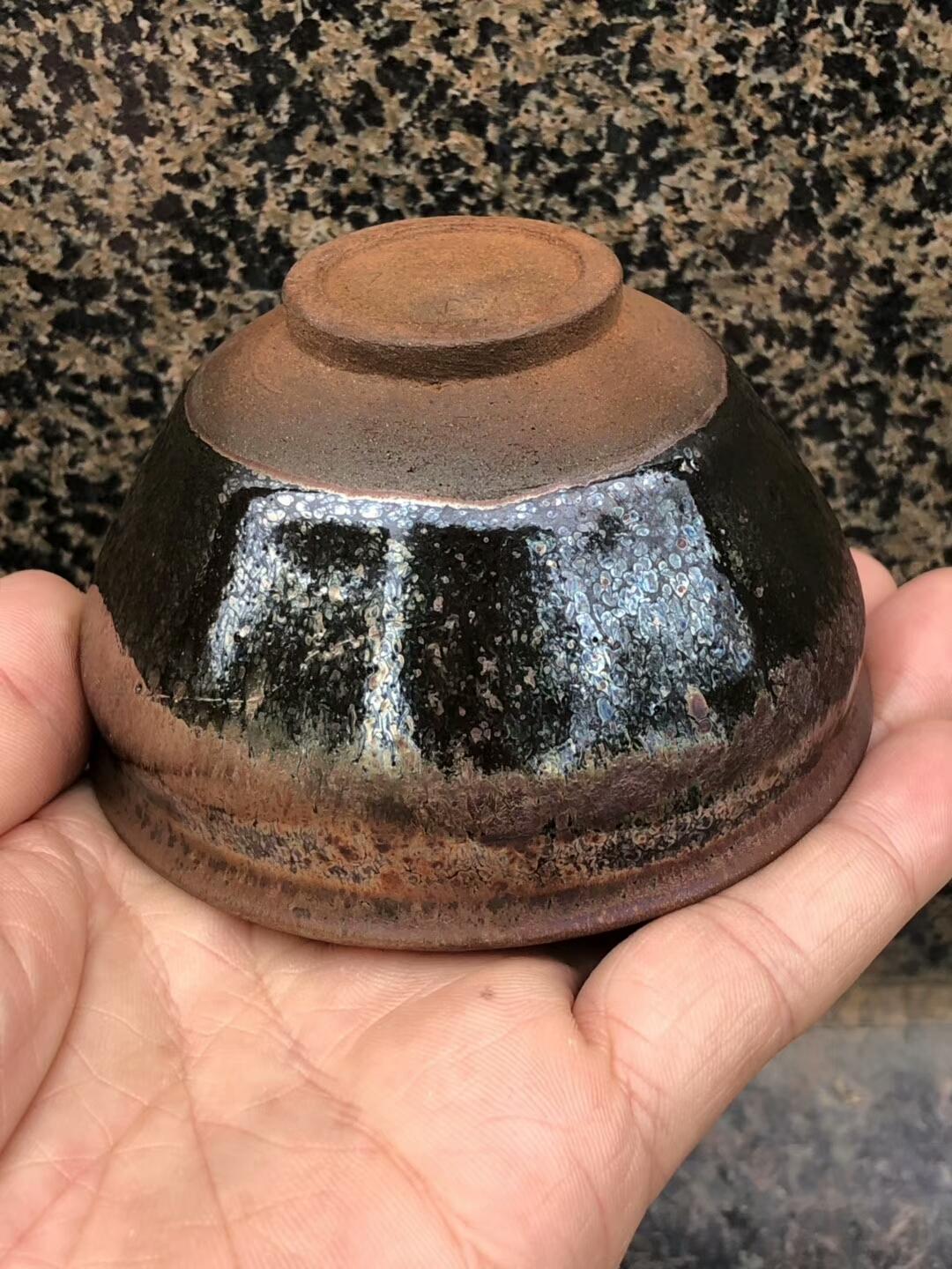 國(guó)大師 孫建興老師  虹彩油滴 束口  口徑：8.5高：5.8