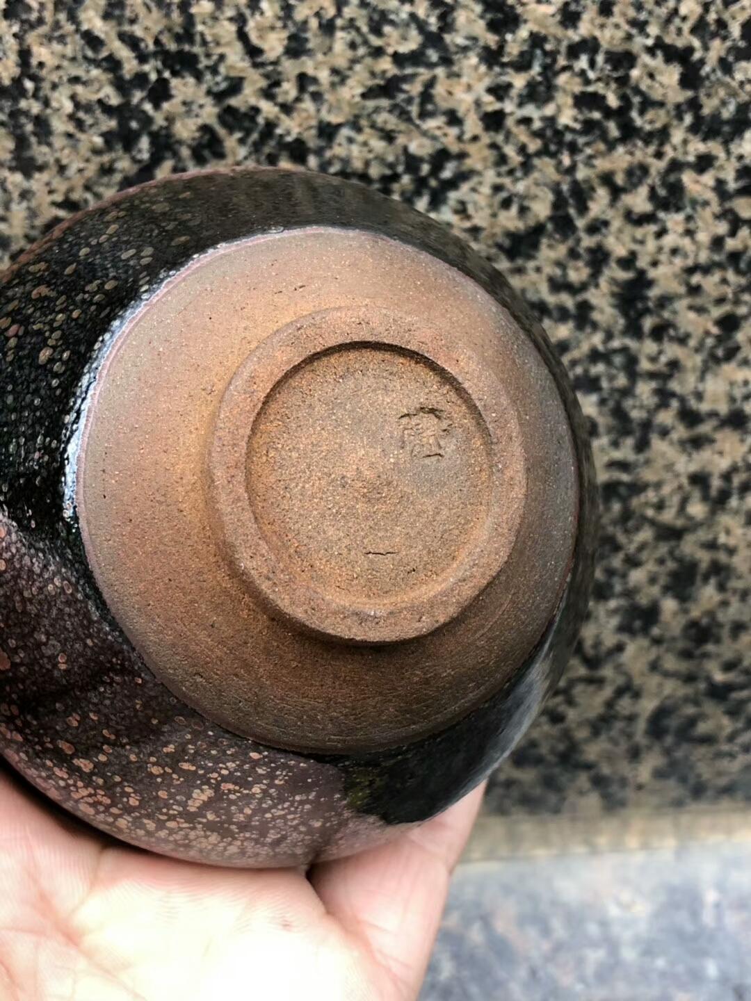 國(guó)大師 孫建興老師  虹彩油滴 束口  口徑：8.5高：5.8