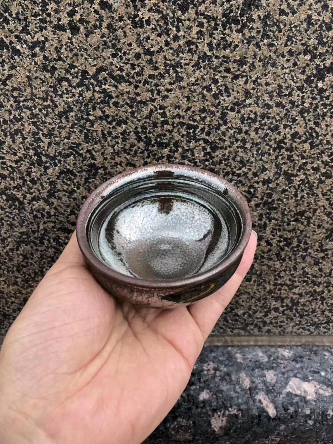 國大師 孫建興老師  虹彩油滴 束口 極品 價位高[玫瑰][玫瑰][玫瑰]  口徑：8.8高：5.8