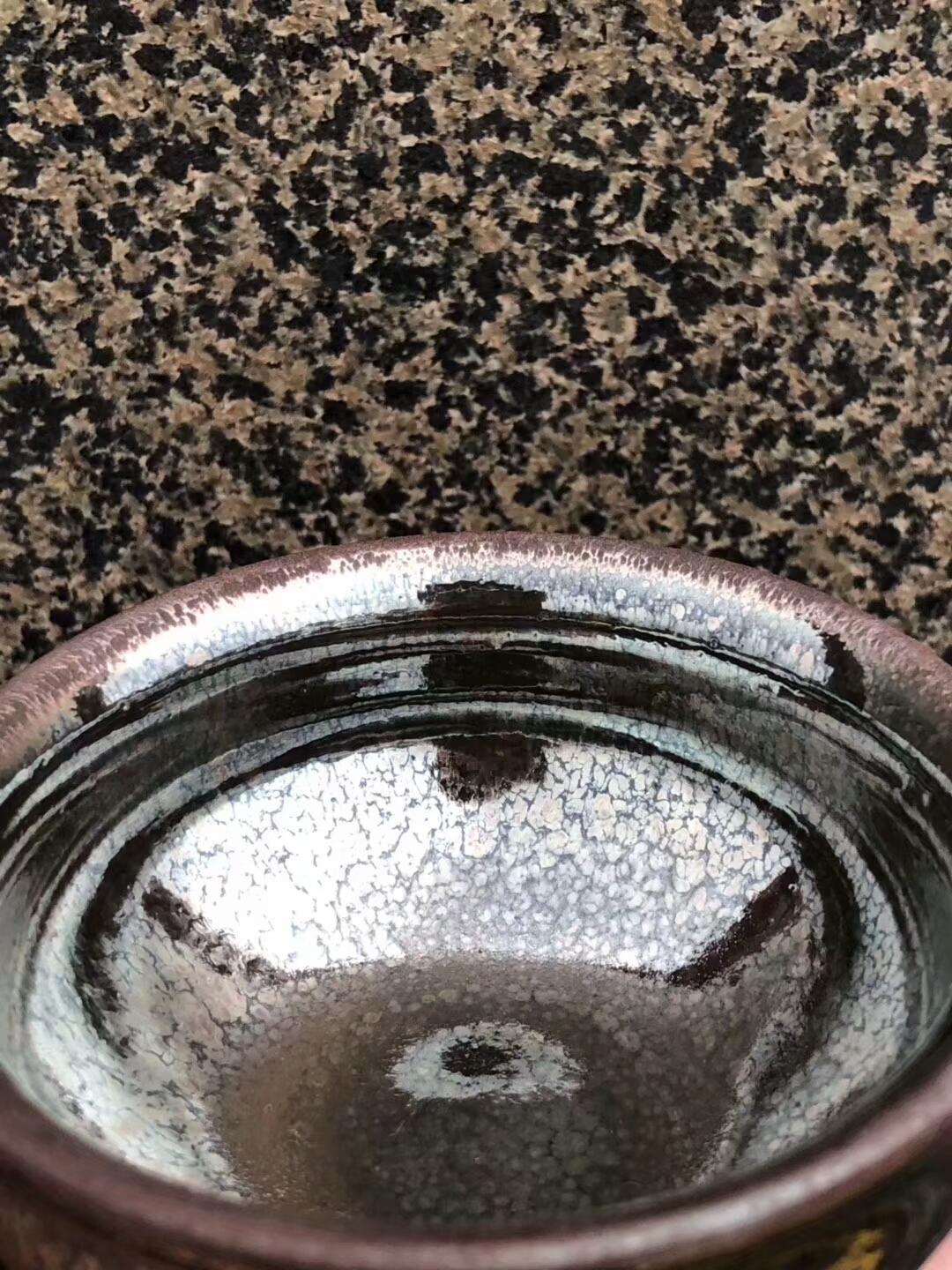 國大師 孫建興老師  虹彩油滴 束口 極品 價位高[玫瑰][玫瑰][玫瑰]  口徑：8.8高：5.8