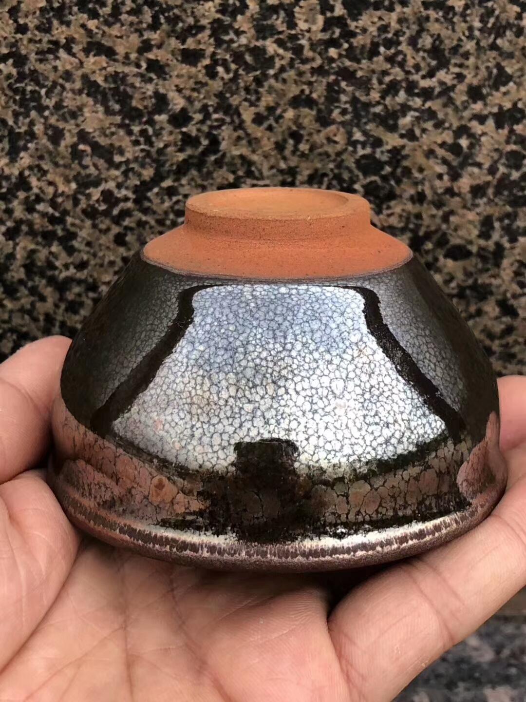 國大師 孫建興老師  虹彩油滴 束口 極品 價位高[玫瑰][玫瑰][玫瑰]  口徑：8.8高：5.8