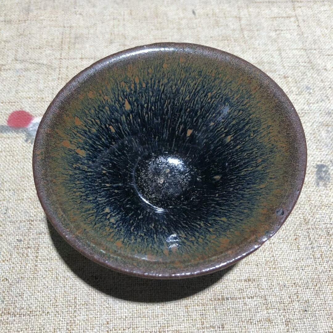 宋代建窯，兔毫斗笠，口徑11.3