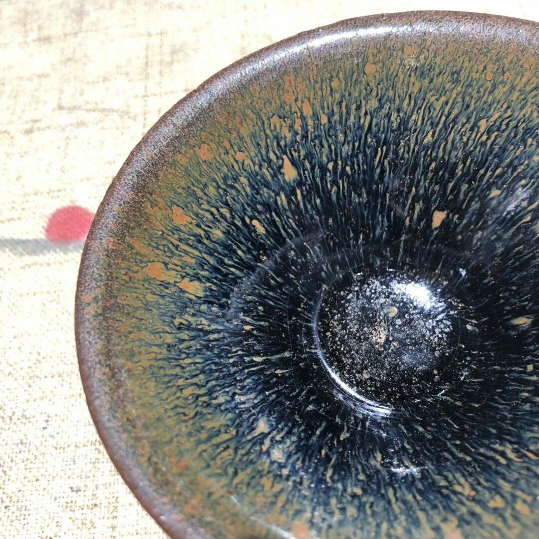 宋代建窯，兔毫斗笠，口徑11.3