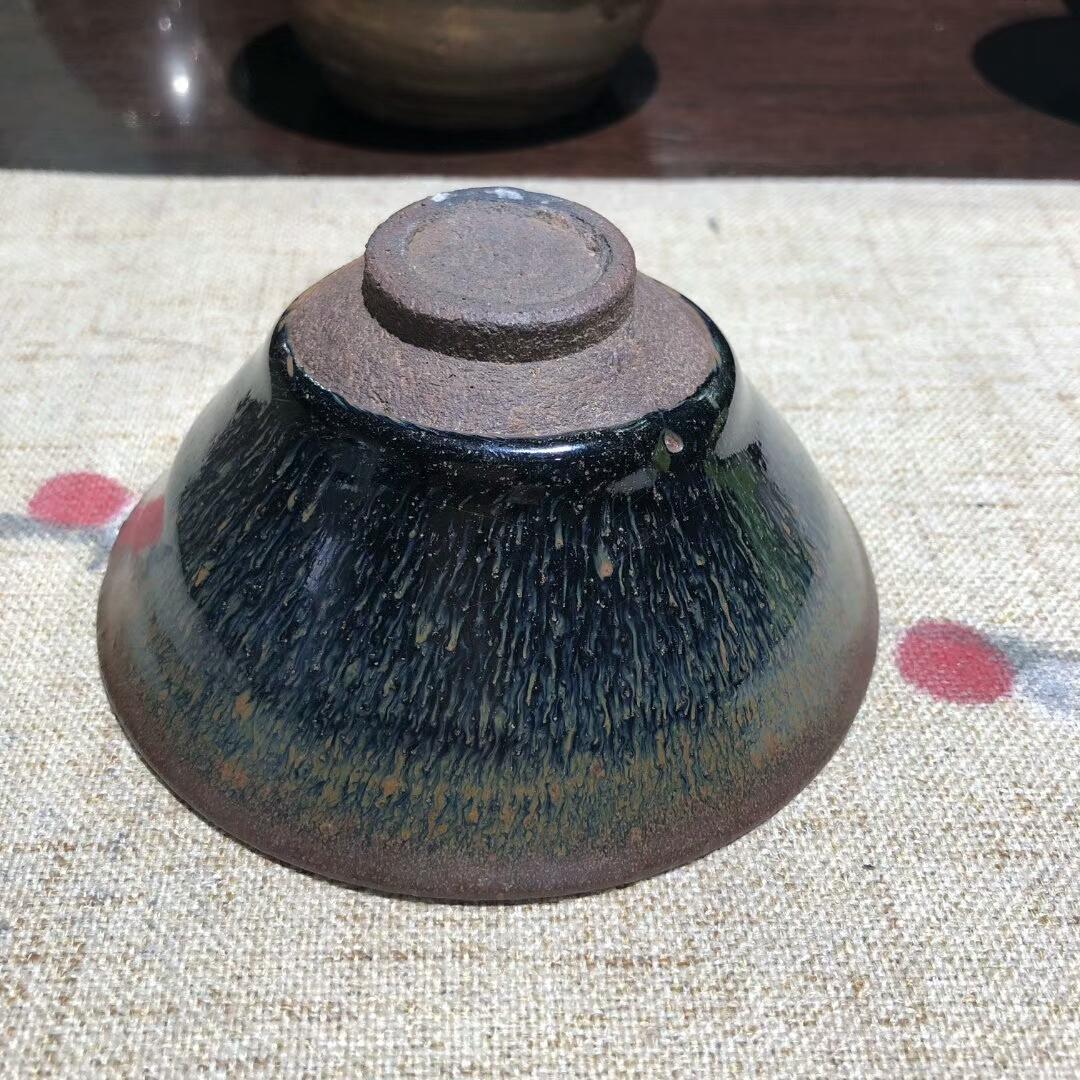 宋代建窯，兔毫斗笠，口徑11.3