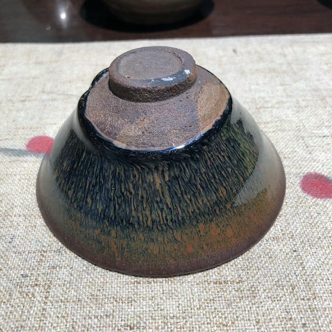 宋代建窯，兔毫斗笠，口徑11.3