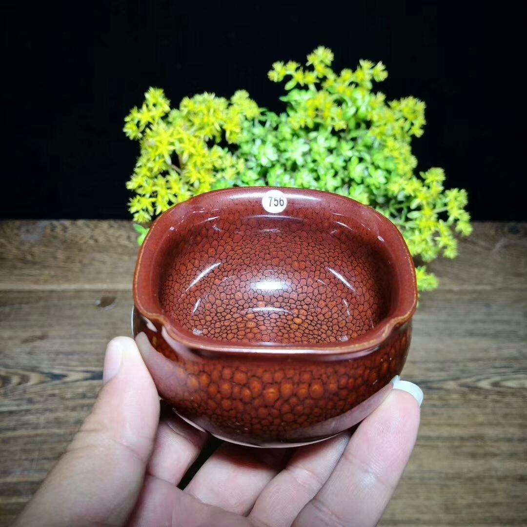 紅鷓鴣精品四方杯，陳葉琦手作 口徑7.8肚大9高5.5