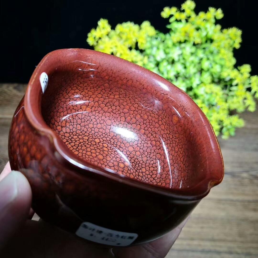 紅鷓鴣精品四方杯，陳葉琦手作 口徑7.8肚大9高5.5