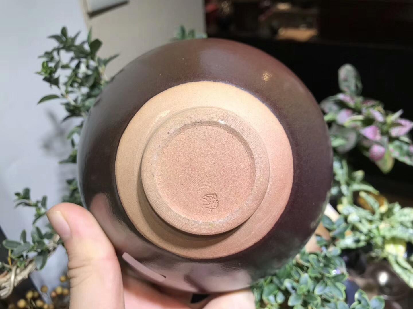 建盞國(guó)大師 作者：孫建興 作品：柿紅 雙木葉 口徑：12.7cm*7.5cm