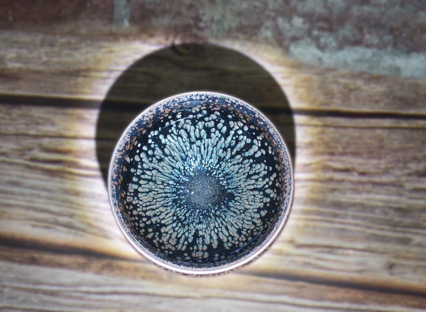 全手工黑底銀斑 釉面非常古樸 實物油滴偏銀 將軍器型