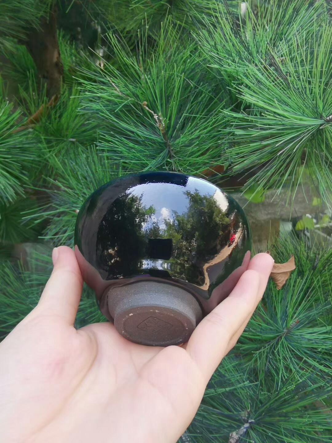 吳繼旺新品黑釉銀描 口徑9高4.8