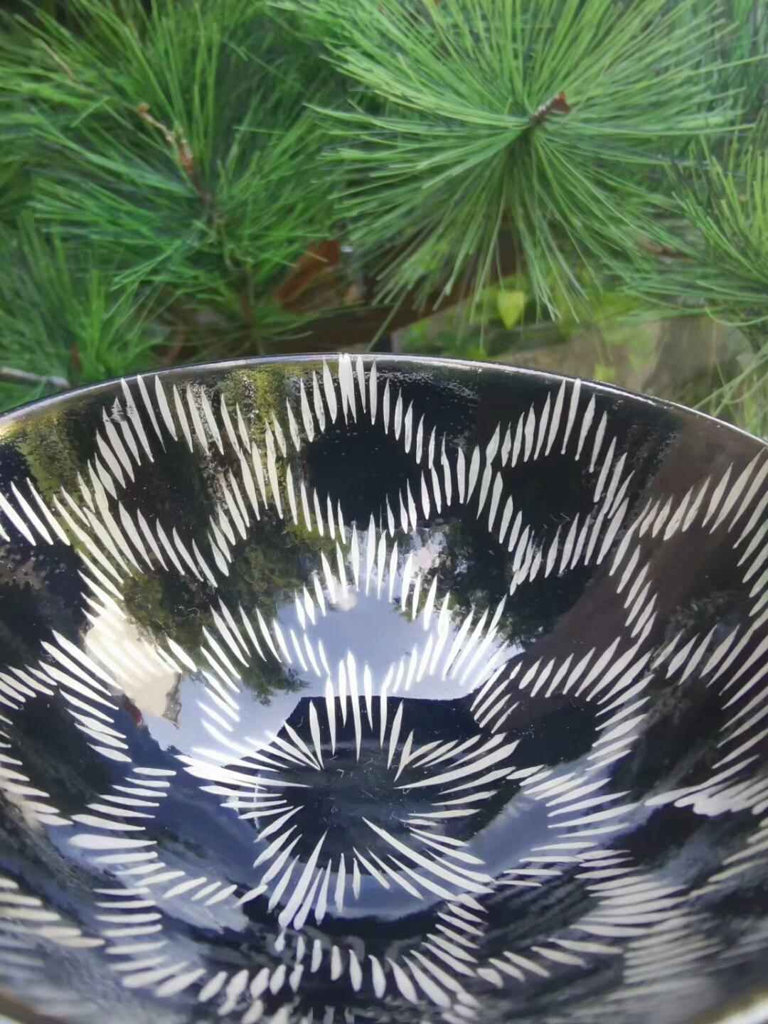 吳繼旺新品黑釉銀描 口徑9高4.8