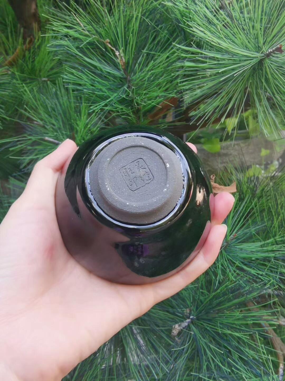 吳繼旺新品黑釉銀描 口徑9高4.8